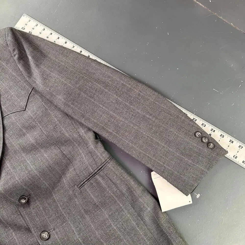 VTG Pagano West Suit Mens 42R Gray Tweed Wool Blend Striped 32" Waist NWT USA - Picture 9 of 16